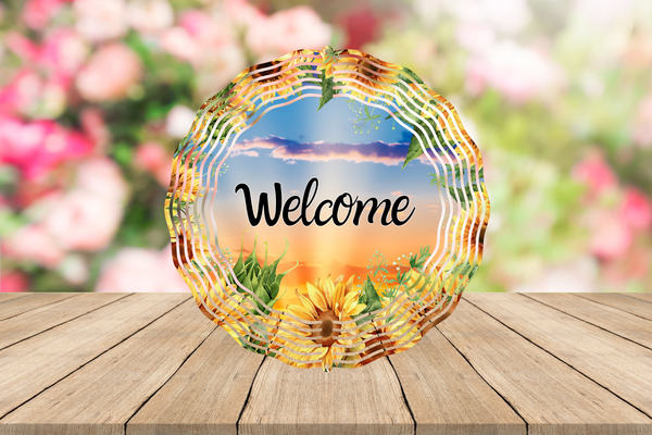 Welcome with Sunflowers Wind Spinner