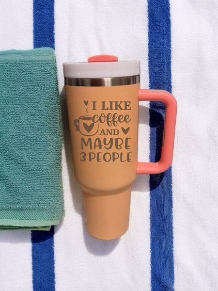 40oz Tumbler - Pastel Orange with Silver